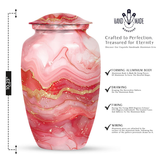 Vibrant Swirl Urn, classic medium-sized cremation urn.