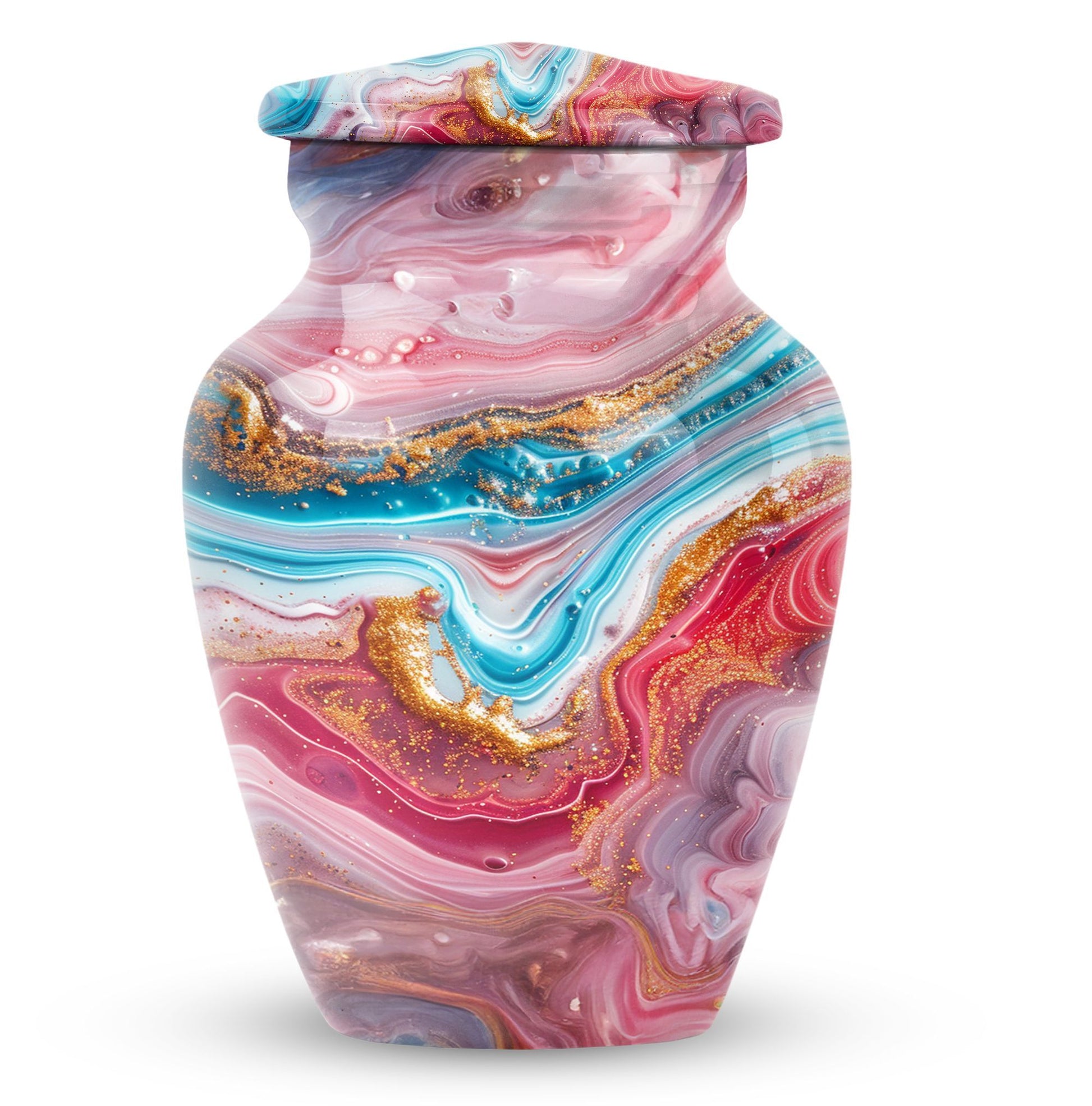 Colourful Swirl Classic Urn, 10 Inch funeral ash.