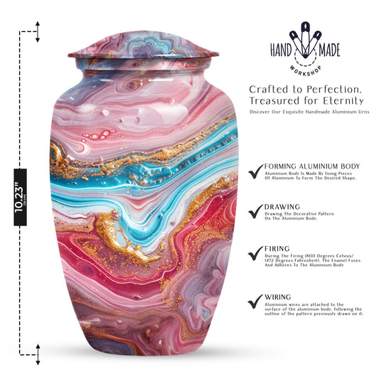 Colourful Swirl Classic Urn, 10 Inch funeral ash.