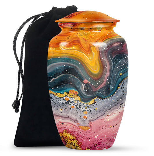 10 Inch abstract cremation urn with personalized engraving