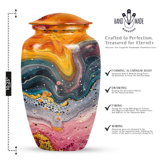 10 Inch abstract cremation urn with personalized engraving