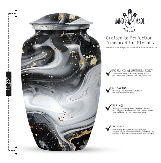 abstract aluminum classic urn for adult male cremation,