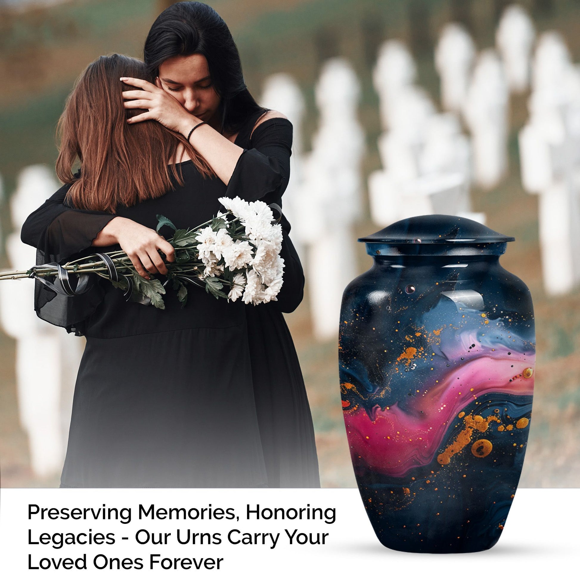 abstract memorial urn for adult female ashes