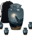 10-inch wolf howling memorial urn for burial, 