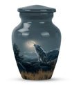 10-inch wolf howling memorial urn for burial, 