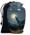 10-inch wolf howling memorial urn for burial, 