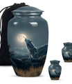 10-inch wolf howling memorial urn for burial, 