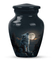 wolf howling urn for ashes, cremation urn