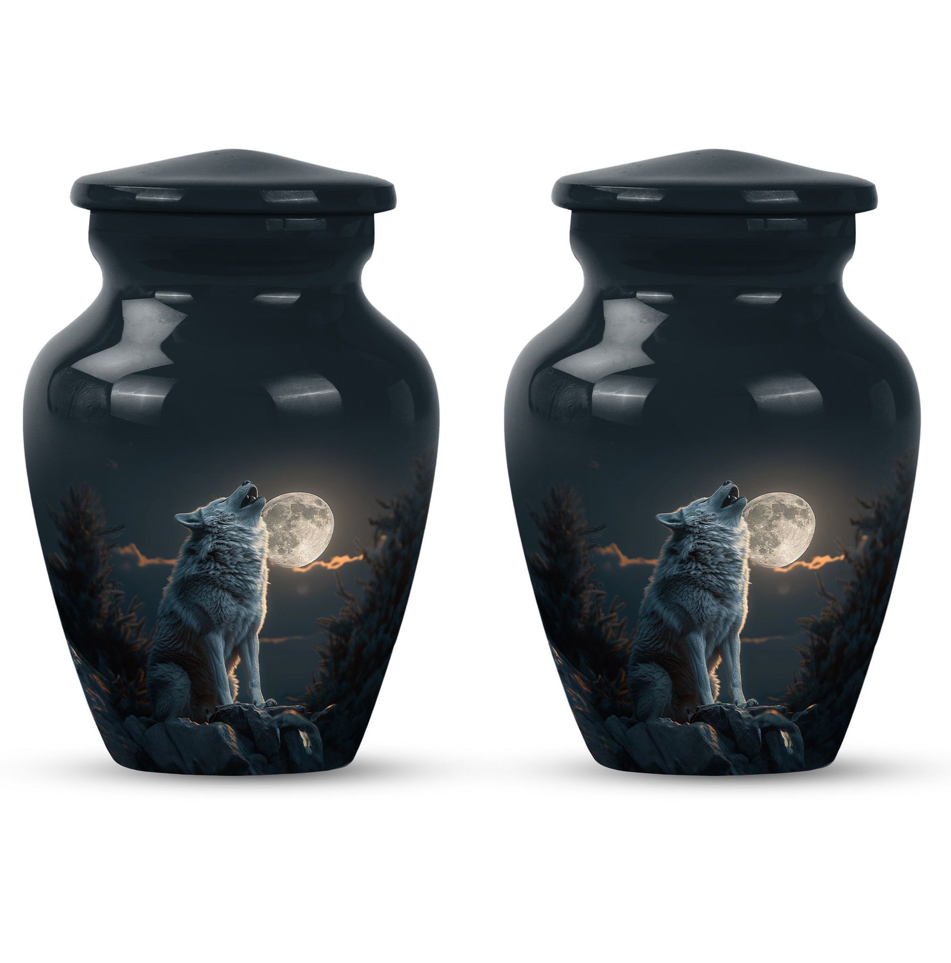 wolf howling urn for ashes, cremation urn