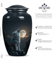 wolf howling urn for ashes, cremation urn