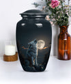 wolf howling urn for ashes, cremation urn