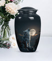 wolf howling urn for ashes, cremation urn