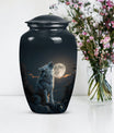 wolf howling urn for ashes, cremation urn