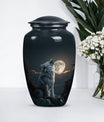 wolf howling urn for ashes, cremation urn