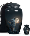 wolf howling urn for ashes, cremation urn