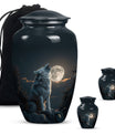 wolf howling urn for ashes, cremation urn