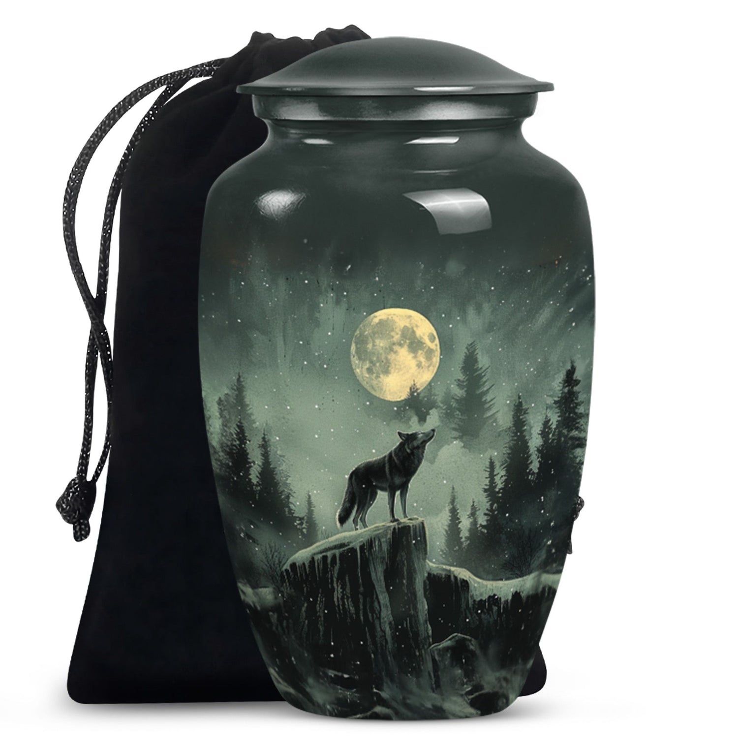 10-inch wolf howling urn, adult funeral and cremation