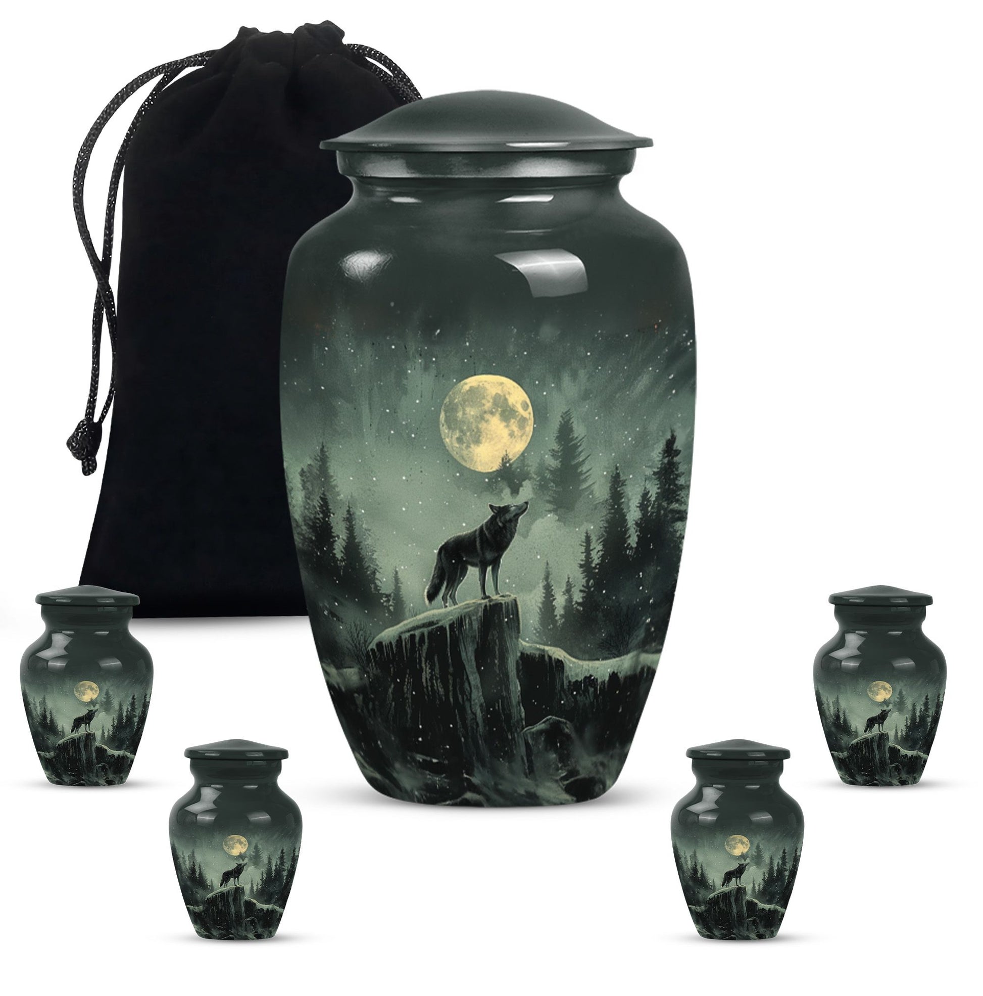 10-inch wolf howling urn, adult funeral and cremation