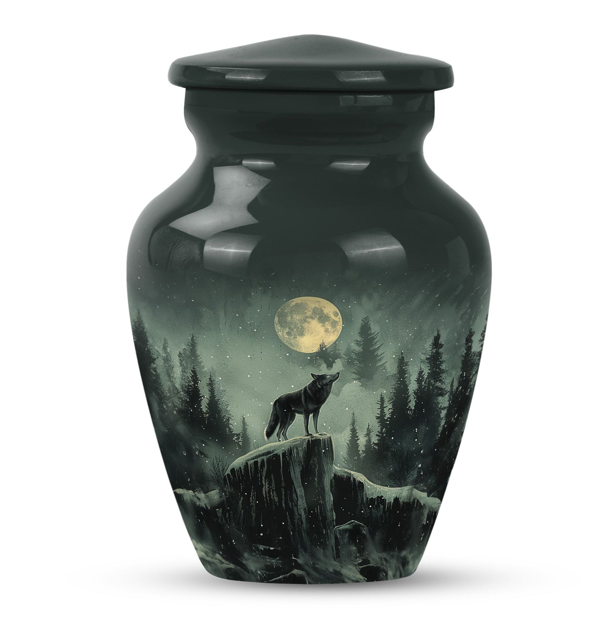 10-inch wolf howling urn, adult funeral and cremation