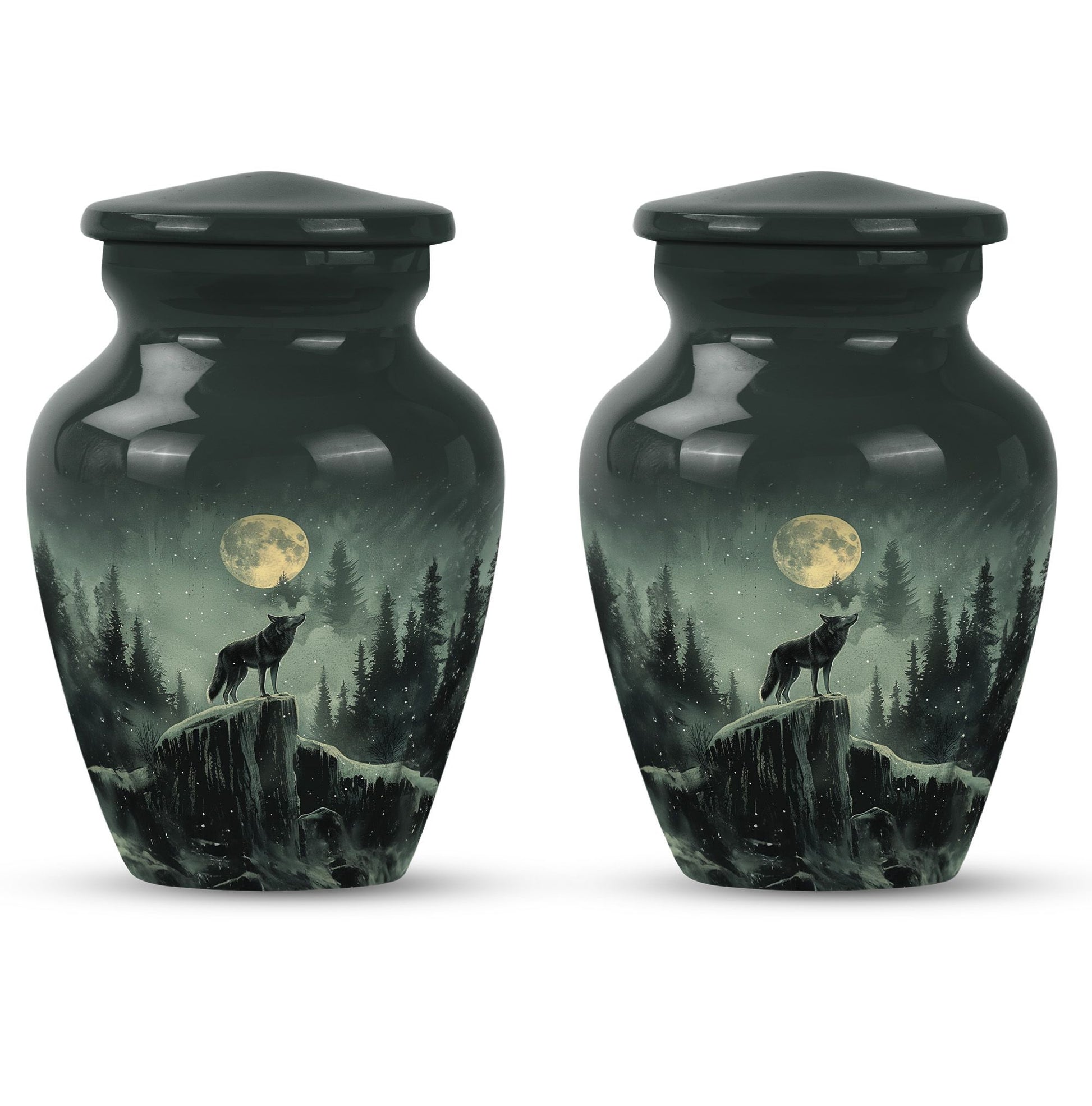 10-inch wolf howling urn, adult funeral and cremation