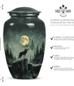 10-inch wolf howling urn, adult funeral and cremation