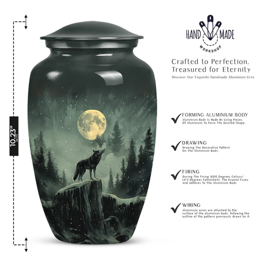 10-inch wolf howling urn, adult funeral and cremation