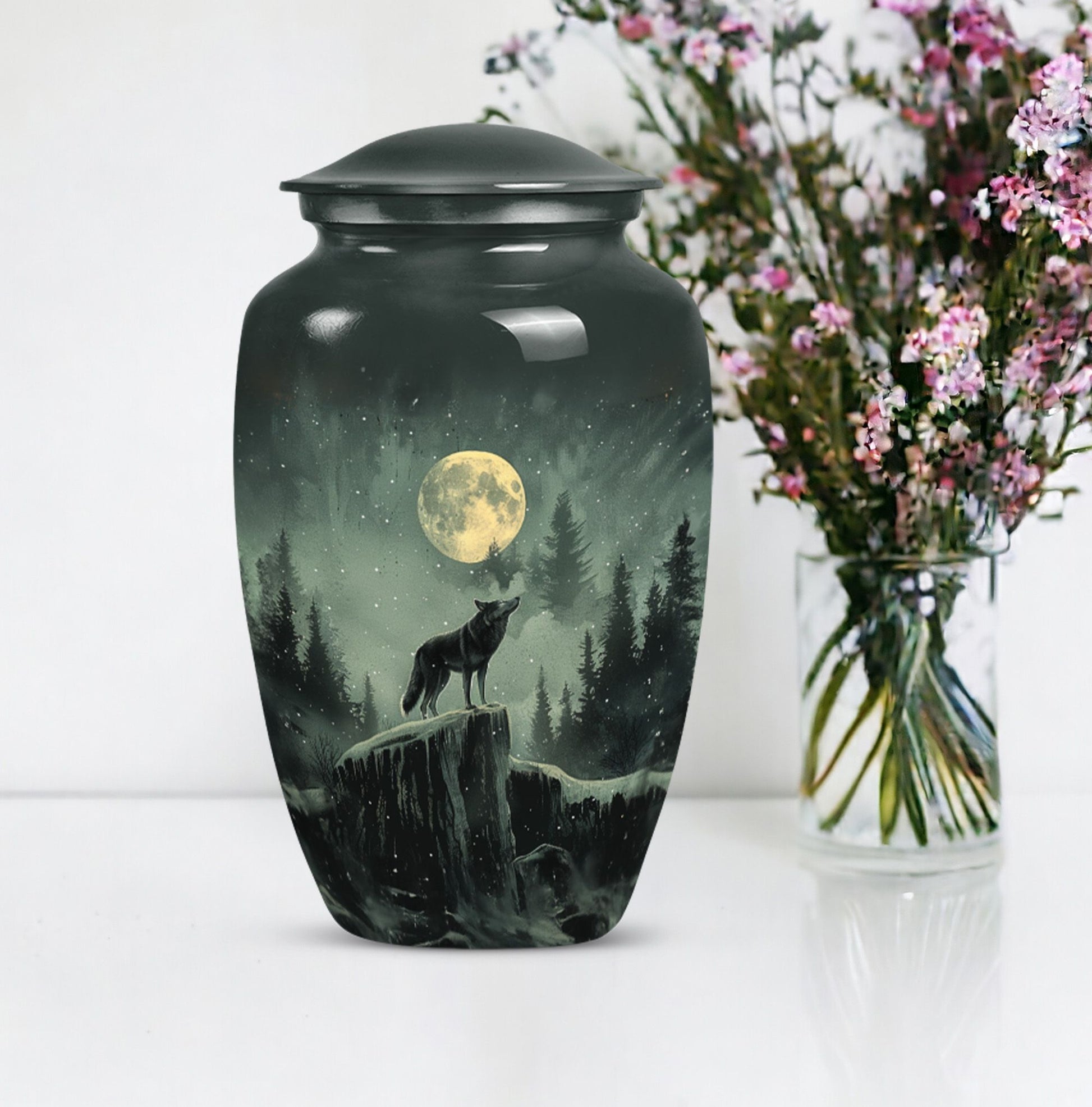 10-inch wolf howling urn, adult funeral and cremation