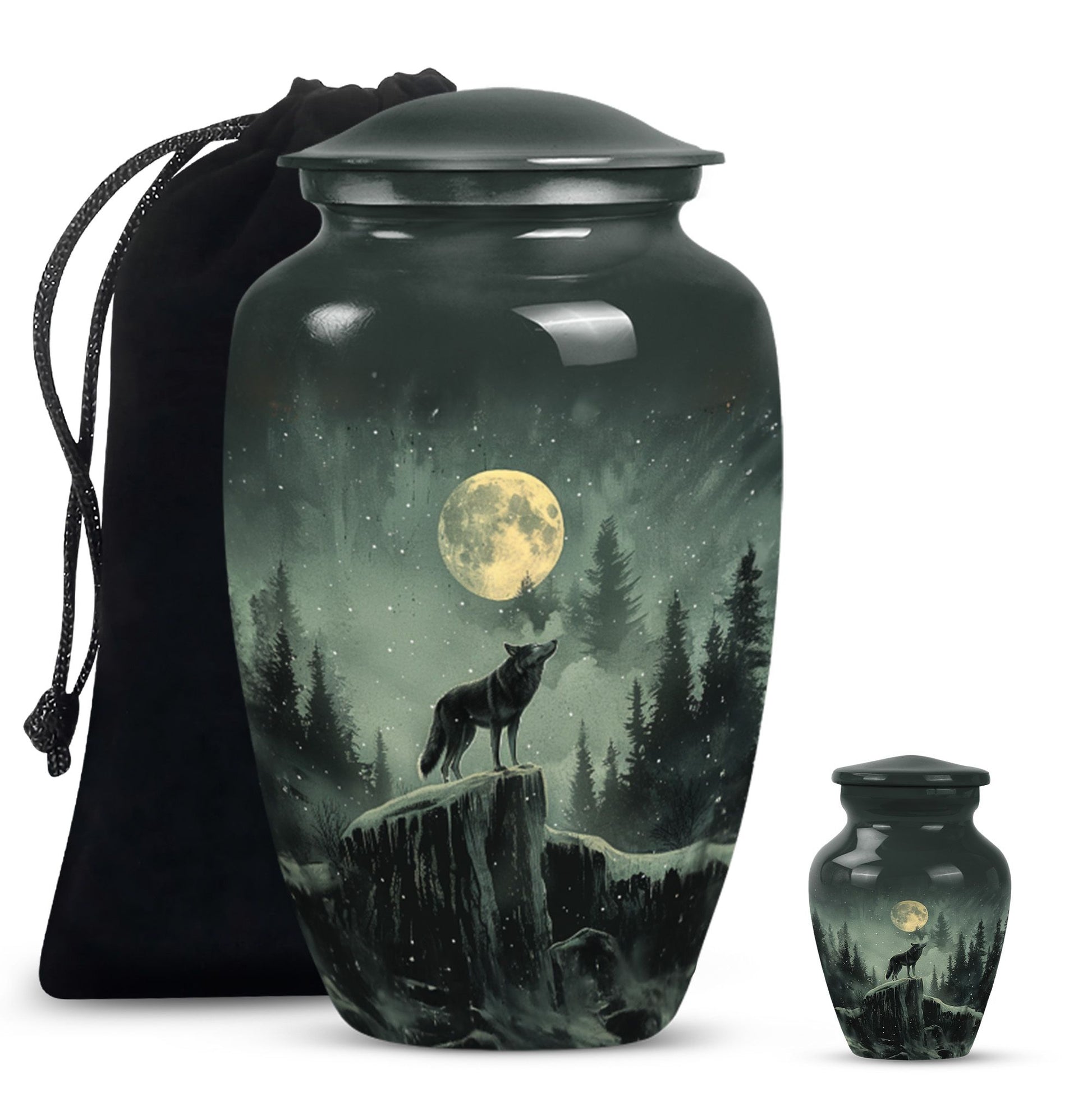 10-inch wolf howling urn, adult funeral and cremation