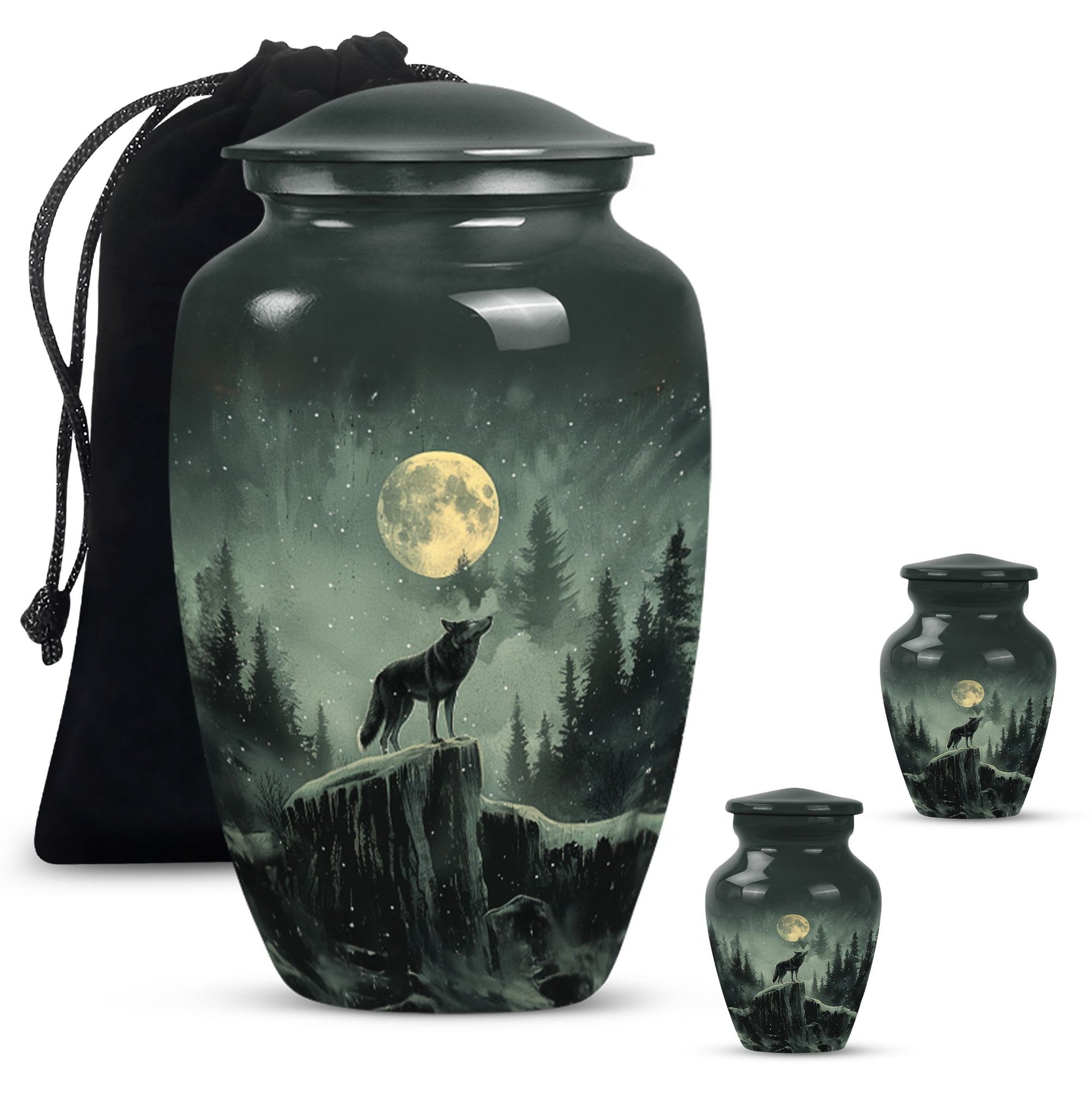 10-inch wolf howling urn, adult funeral and cremation