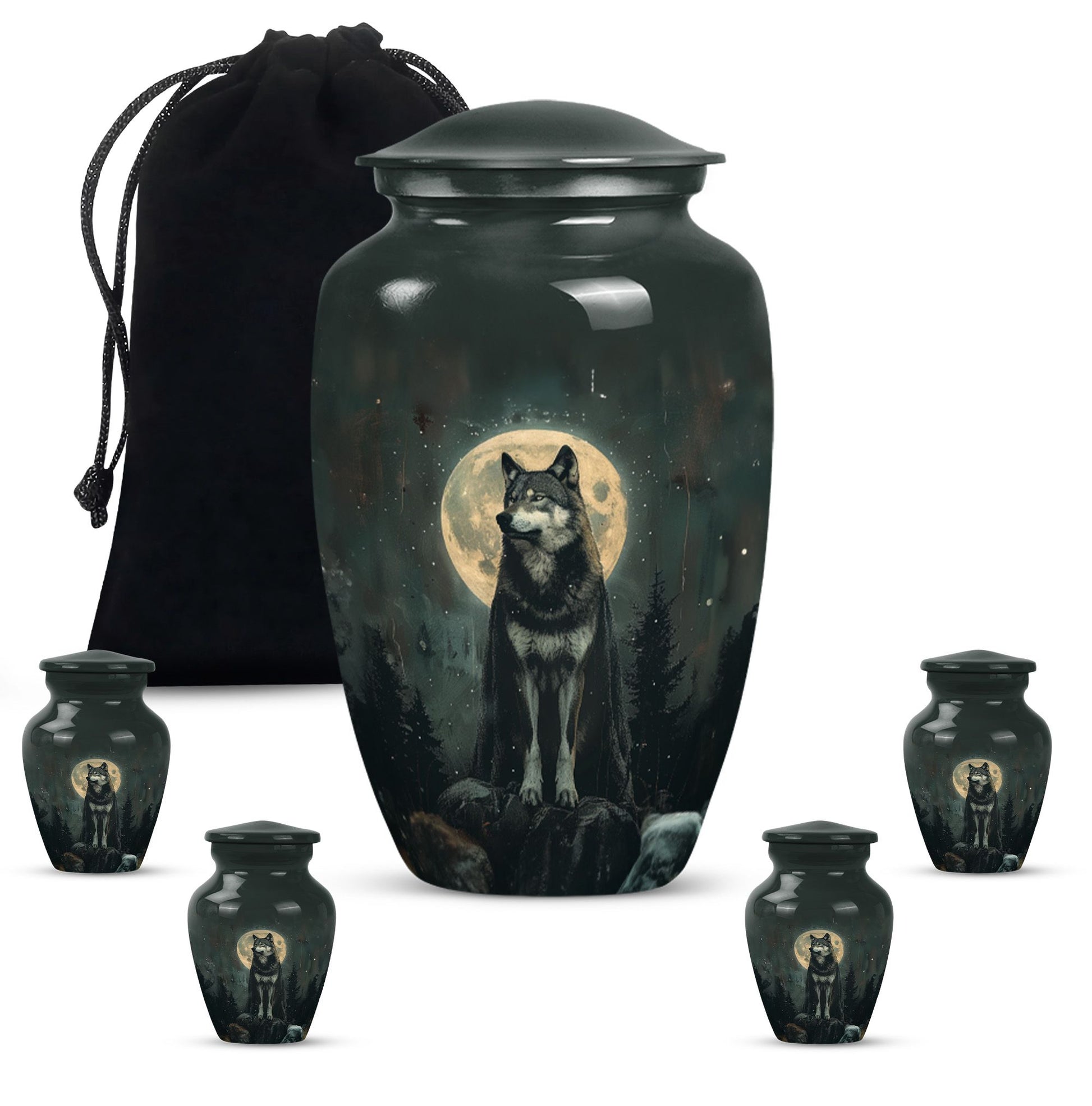 wolf howling urn, memorial urn for adult female