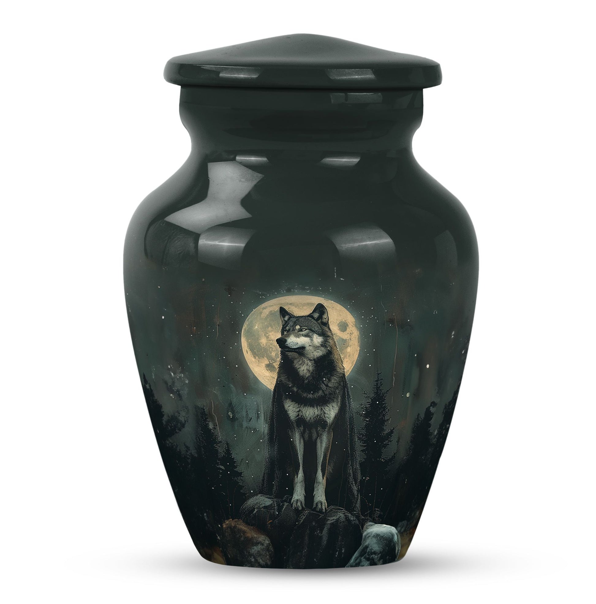 wolf howling urn, memorial urn for adult female