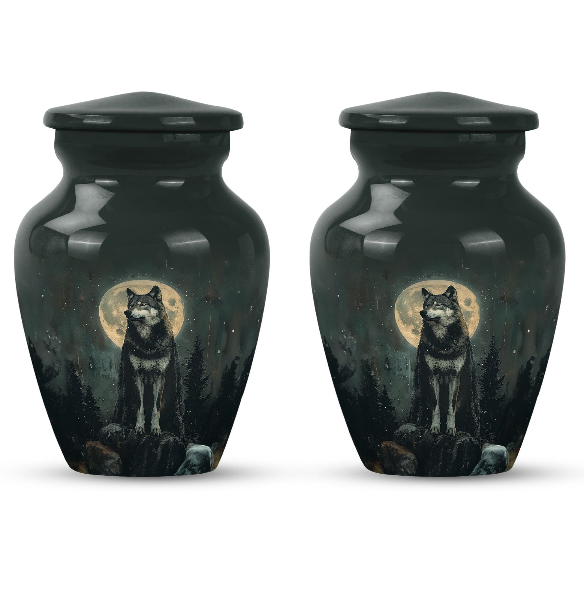 wolf howling urn, memorial urn for adult female