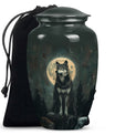 wolf howling urn, memorial urn for adult female