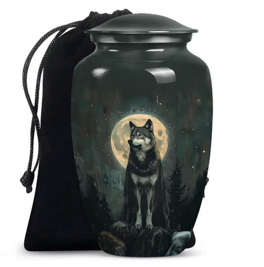 wolf howling urn, memorial urn for adult female