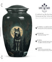 wolf howling urn, memorial urn for adult female