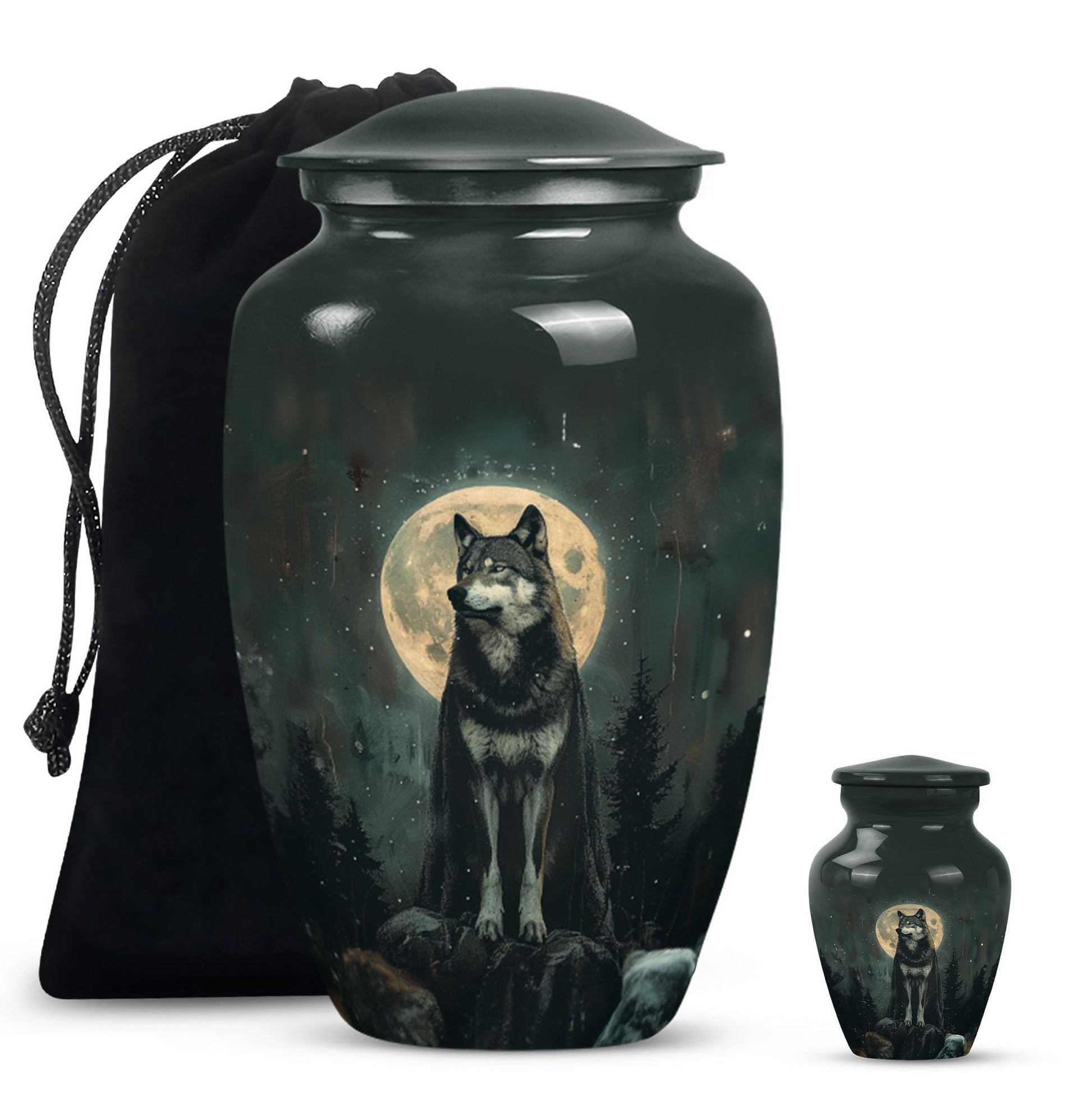 wolf howling urn, memorial urn for adult female