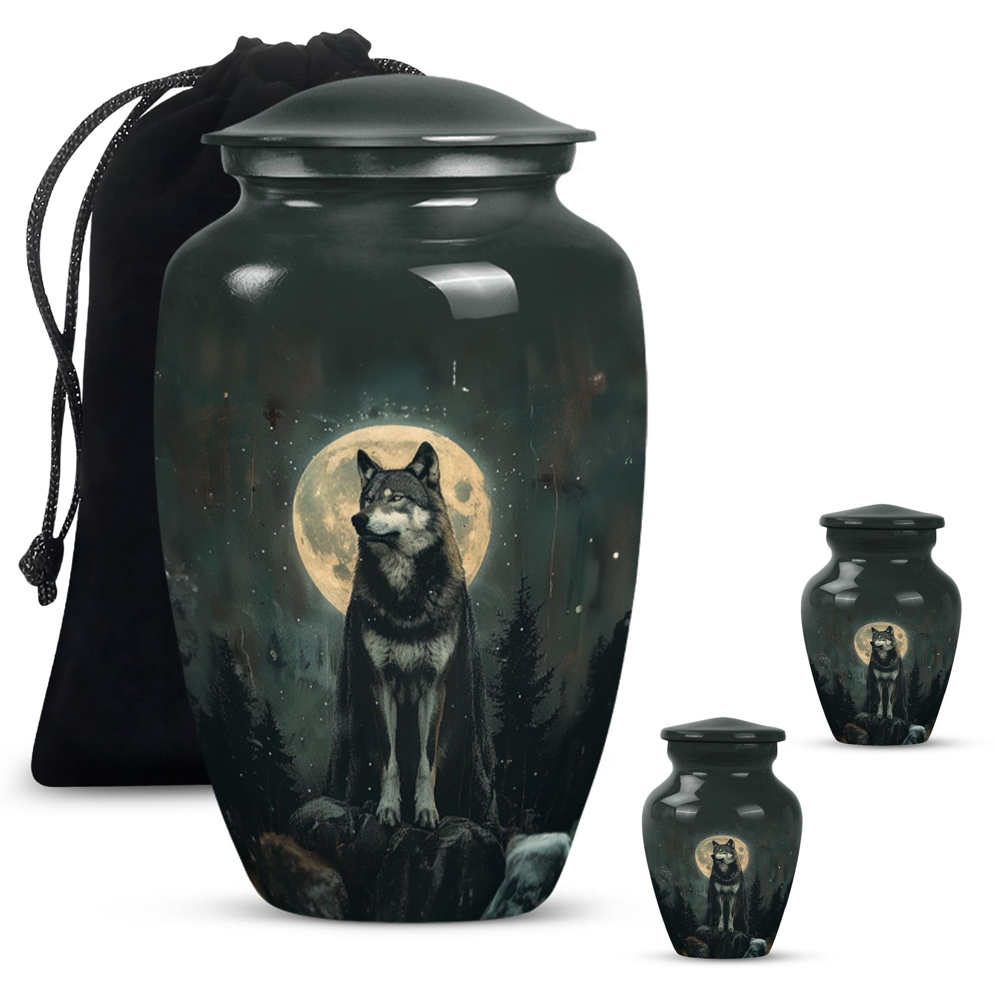 wolf howling urn, memorial urn for adult female