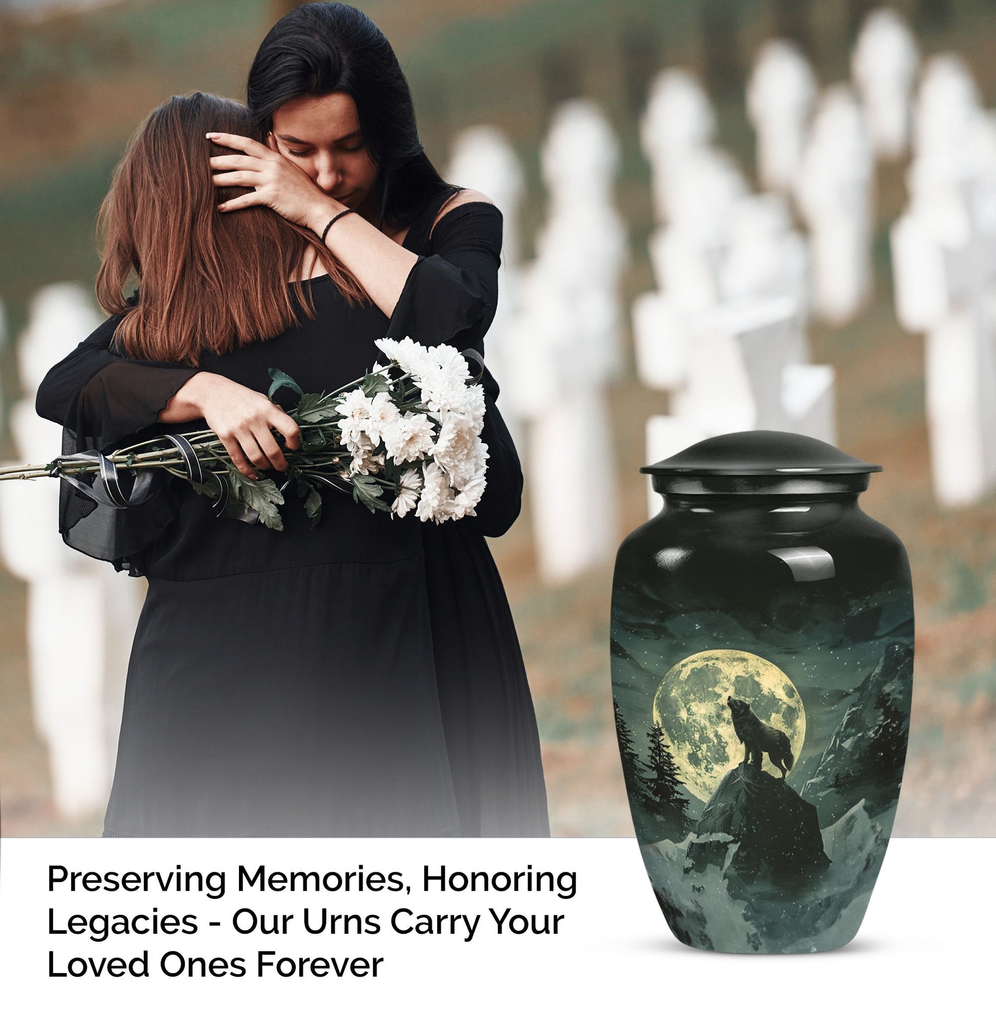 wolf howling theme for human ashes, Memorial Urns for Ashes