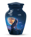 10-inch classic wolf howling urn, 