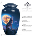 10-inch classic wolf howling urn, 