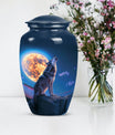 10-inch classic wolf howling urn, 