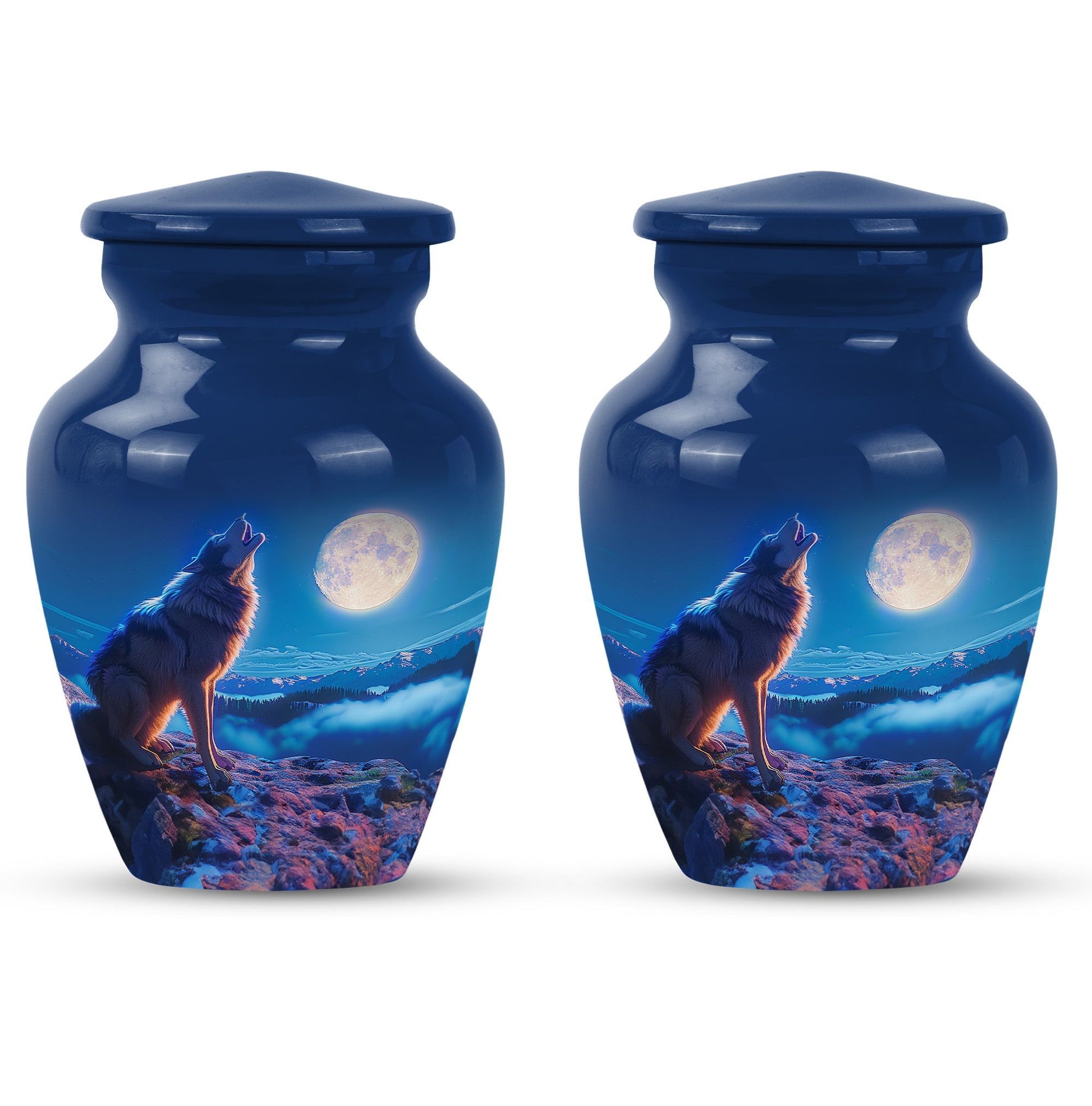 howling wolf design, for adult human ashes 