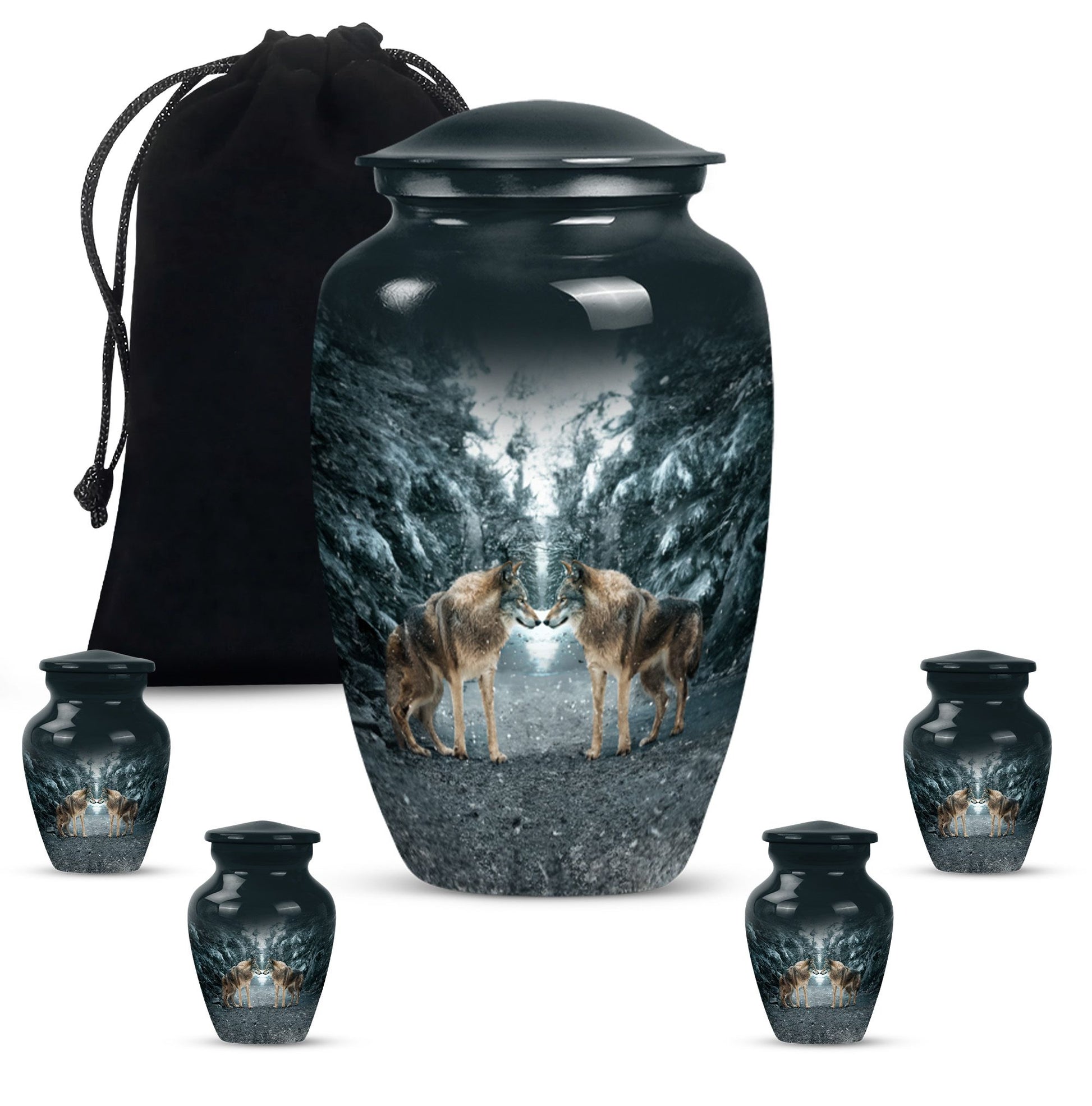 Wolf Howling Classic Urn, funeral urn for adult ashes