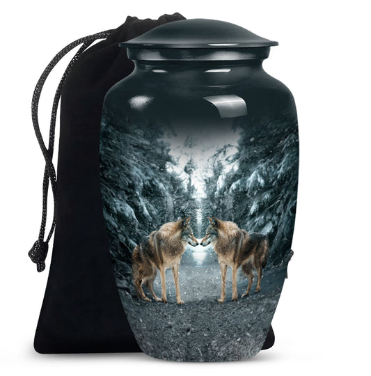 Wolf Howling Classic Urn, funeral urn for adult ashes