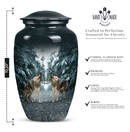 Wolf Howling Classic Urn, funeral urn for adult ashes