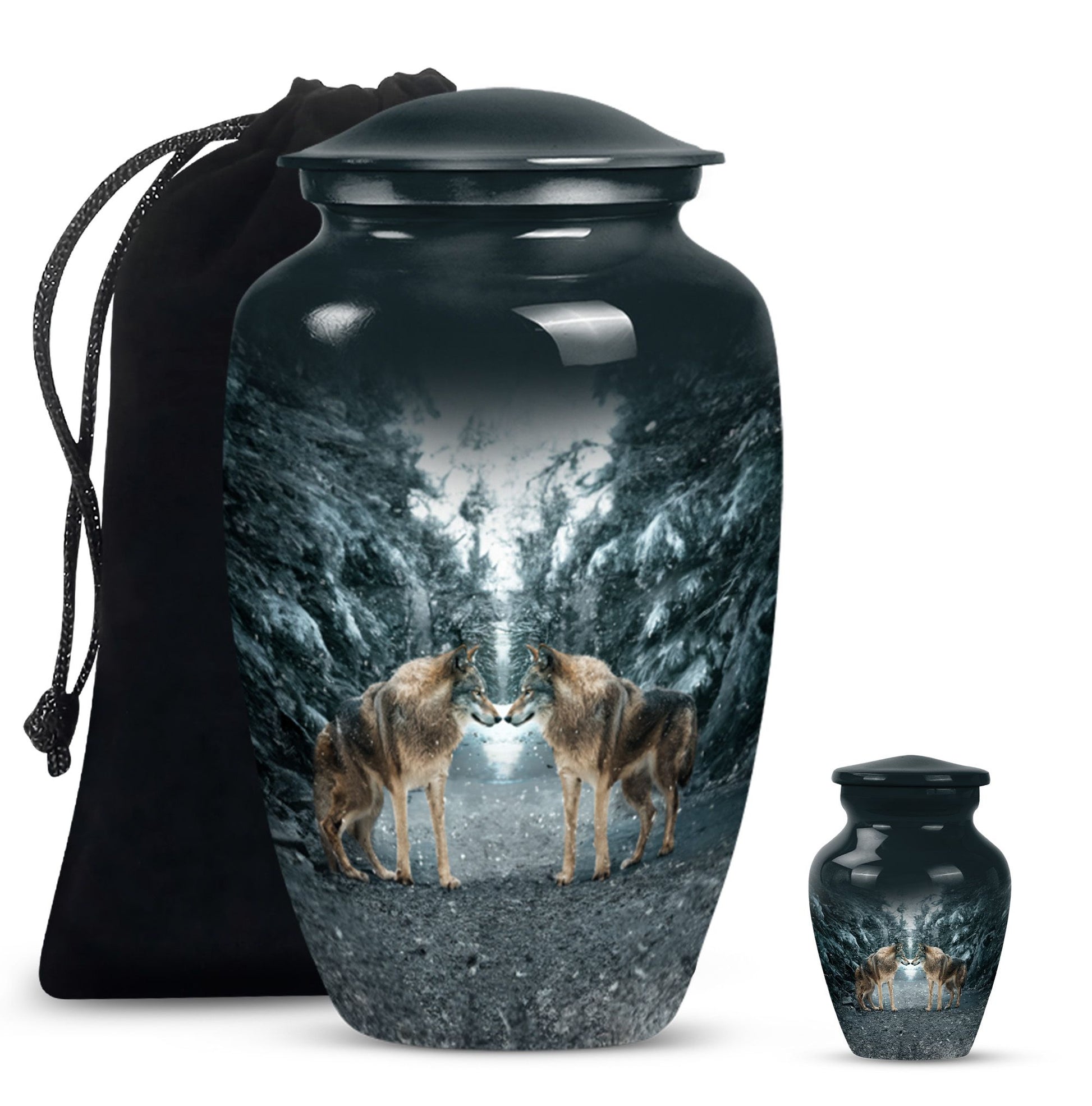 Wolf Howling Classic Urn, funeral urn for adult ashes