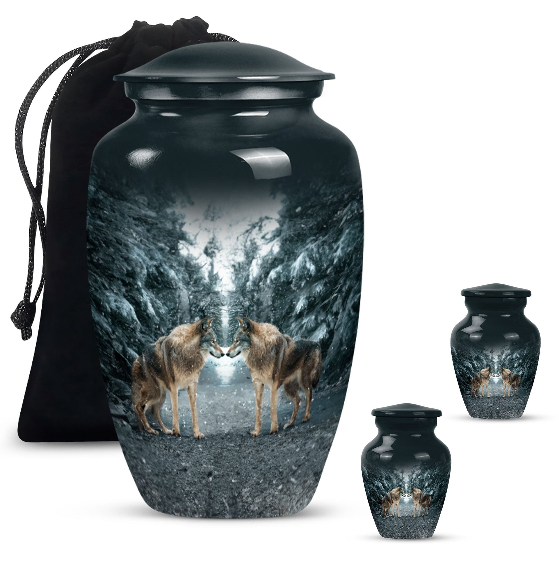 Wolf Howling Classic Urn, funeral urn for adult ashes