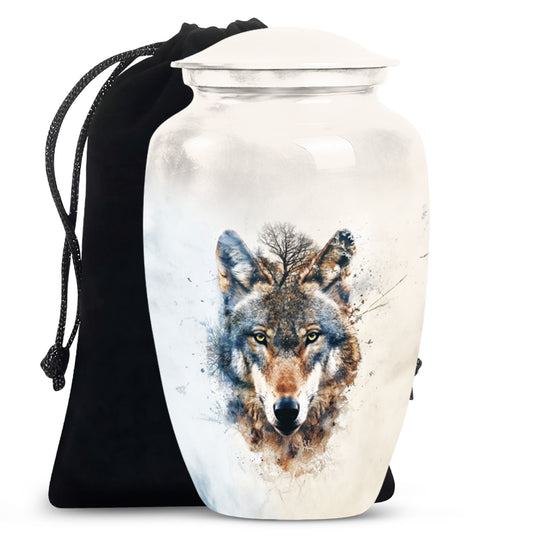 wolf howling urn, memorial urn for mom's ashes