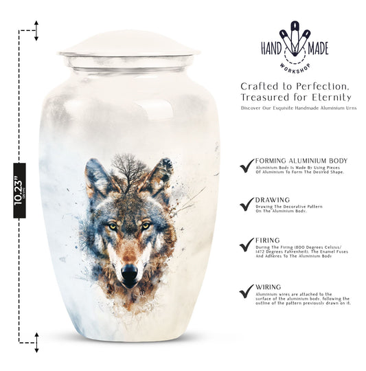 wolf howling urn, memorial urn for mom's ashes