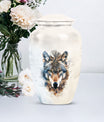 wolf howling urn, memorial urn for mom's ashes